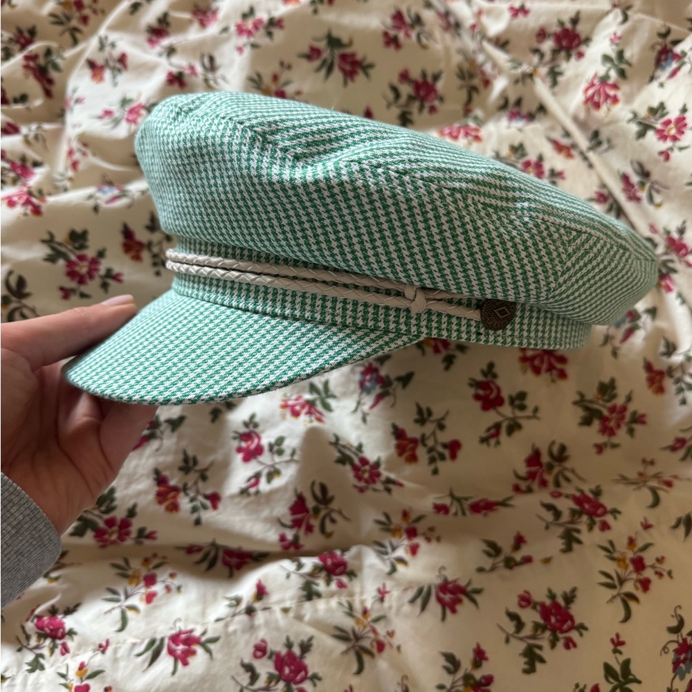 Brixton Fiddler Fisherman Cap in Green Houndstooth